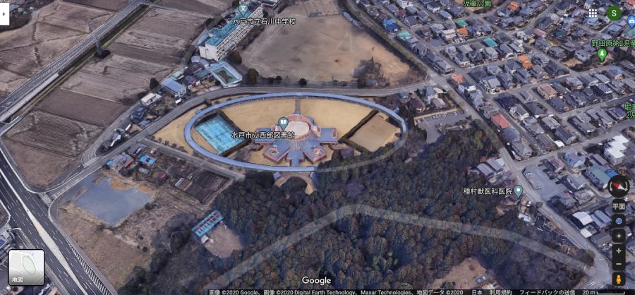 從Google Map看茨城縣水戶市立西部圖書館