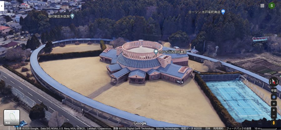 從Google Map看茨城縣水戶市立西部圖書館