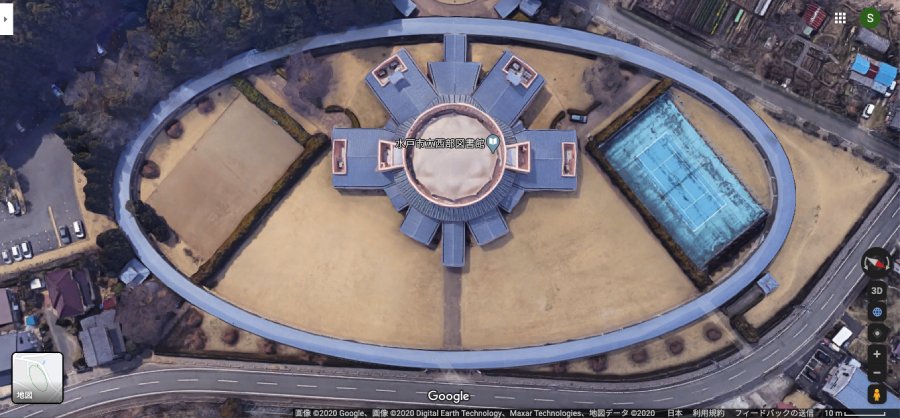 從Google Map看茨城縣水戶市立西部圖書館